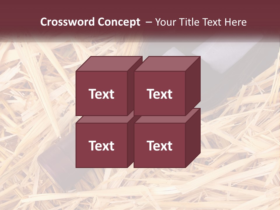 A Bottle Of Wine Sitting On Top Of Straw PowerPoint Template