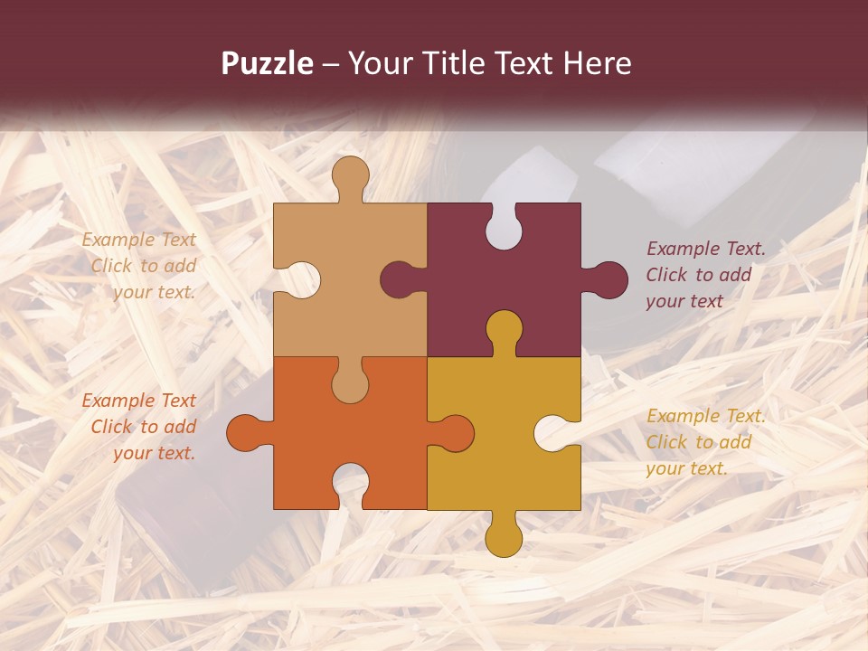 A Bottle Of Wine Sitting On Top Of Straw PowerPoint Template