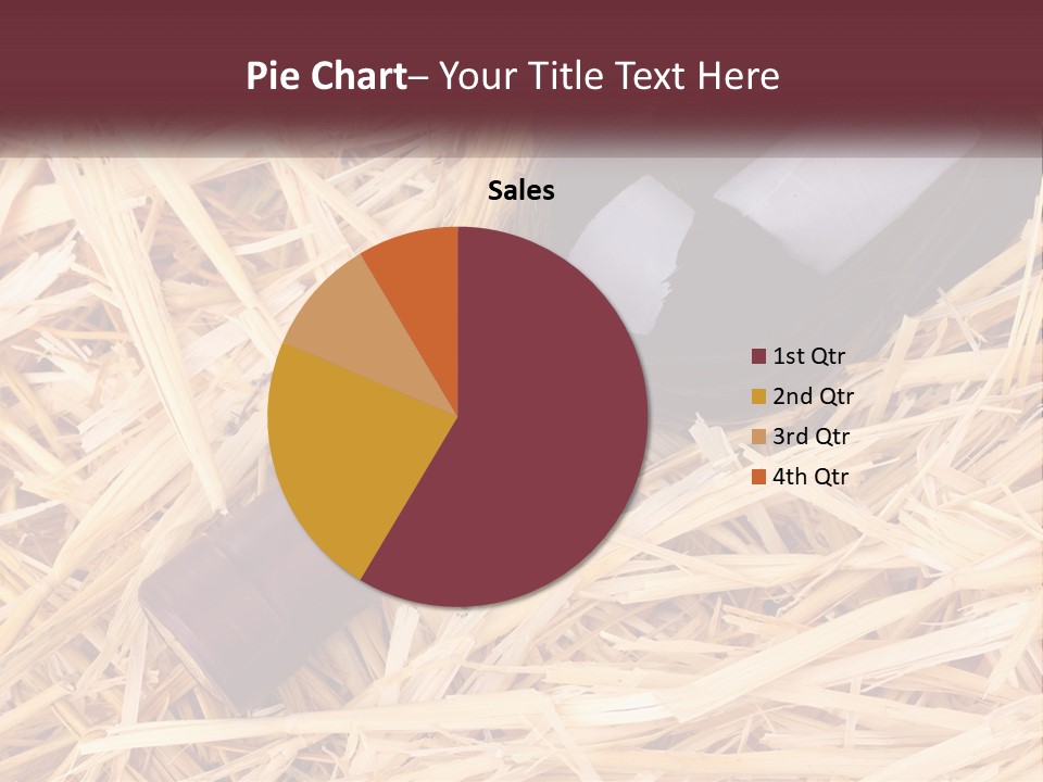 A Bottle Of Wine Sitting On Top Of Straw PowerPoint Template