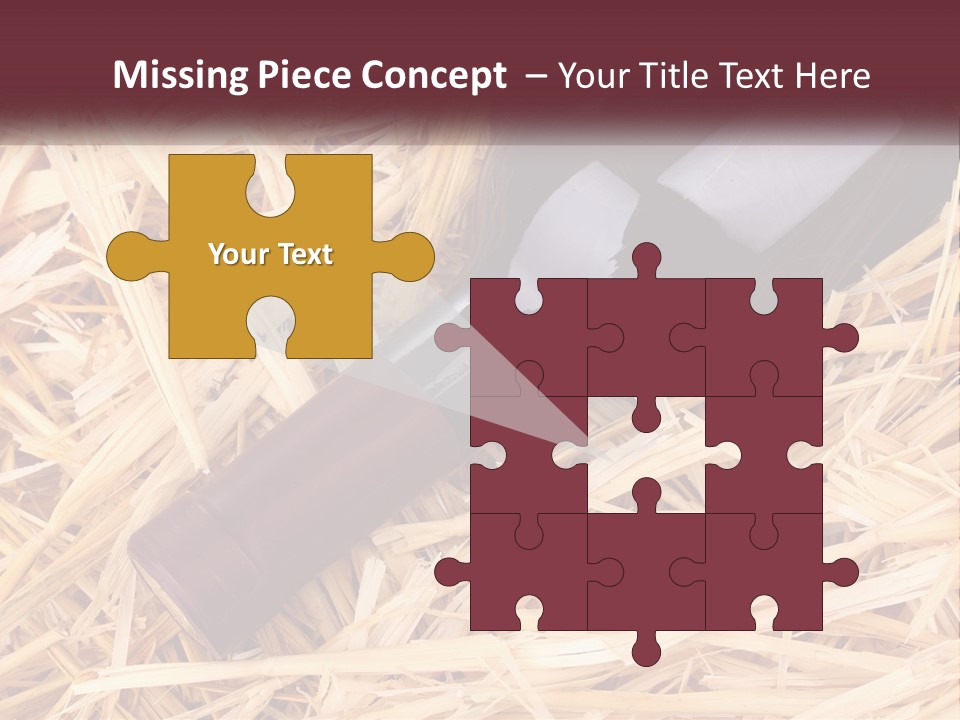 A Bottle Of Wine Sitting On Top Of Straw PowerPoint Template