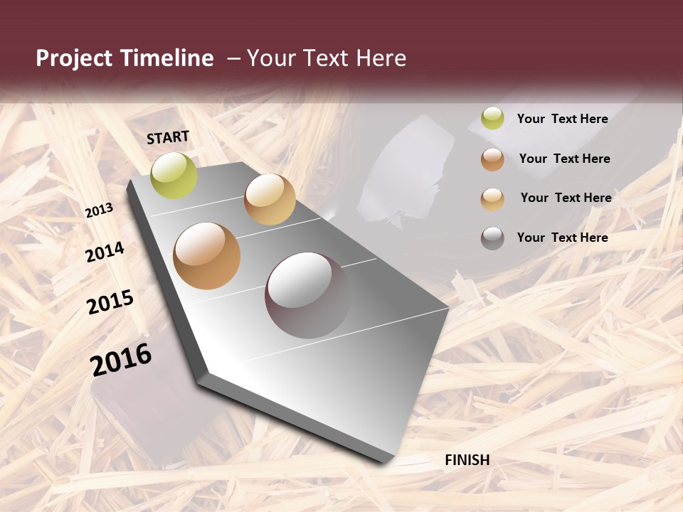 A Bottle Of Wine Sitting On Top Of Straw PowerPoint Template
