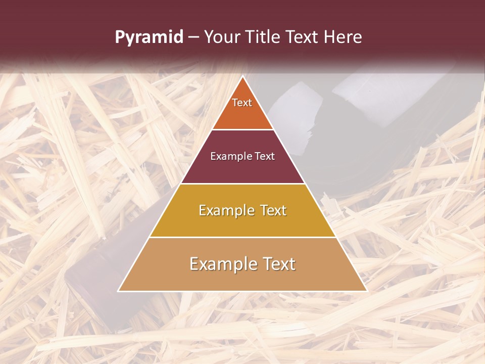 A Bottle Of Wine Sitting On Top Of Straw PowerPoint Template