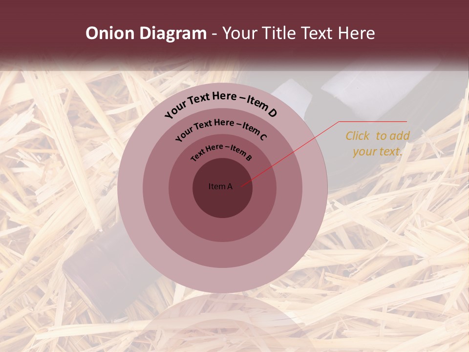 A Bottle Of Wine Sitting On Top Of Straw PowerPoint Template