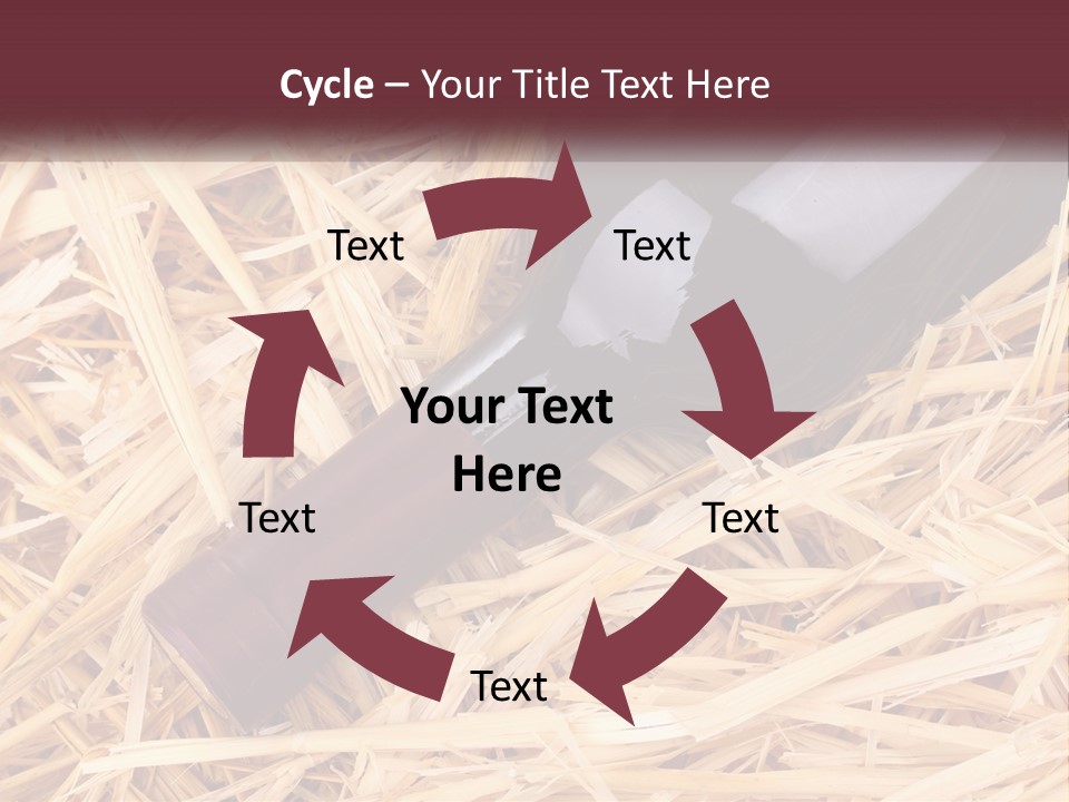 A Bottle Of Wine Sitting On Top Of Straw PowerPoint Template