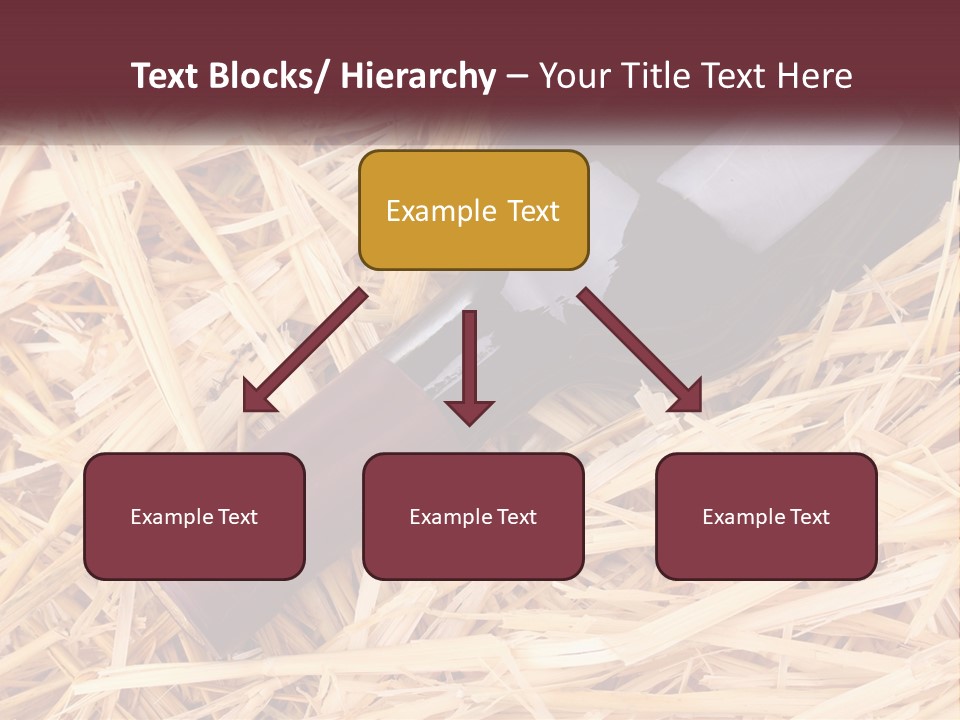 A Bottle Of Wine Sitting On Top Of Straw PowerPoint Template