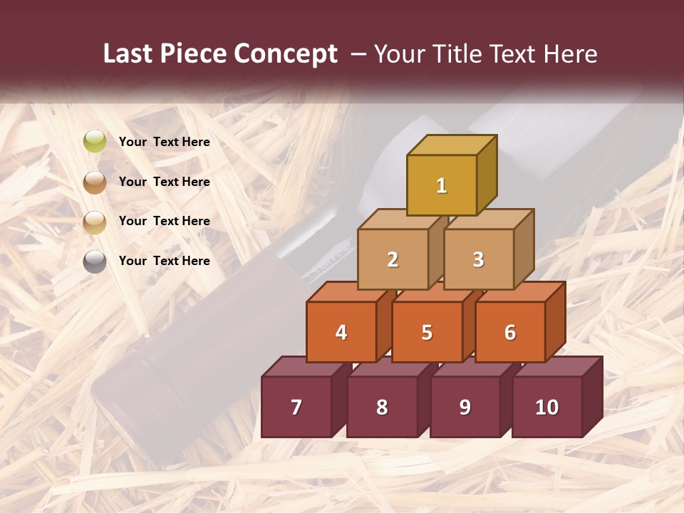 A Bottle Of Wine Sitting On Top Of Straw PowerPoint Template