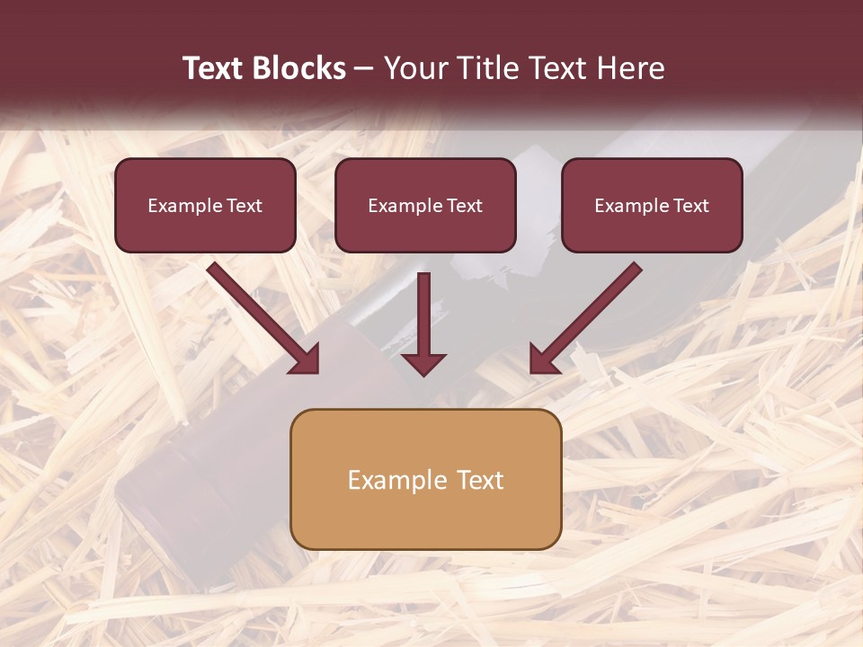 A Bottle Of Wine Sitting On Top Of Straw PowerPoint Template
