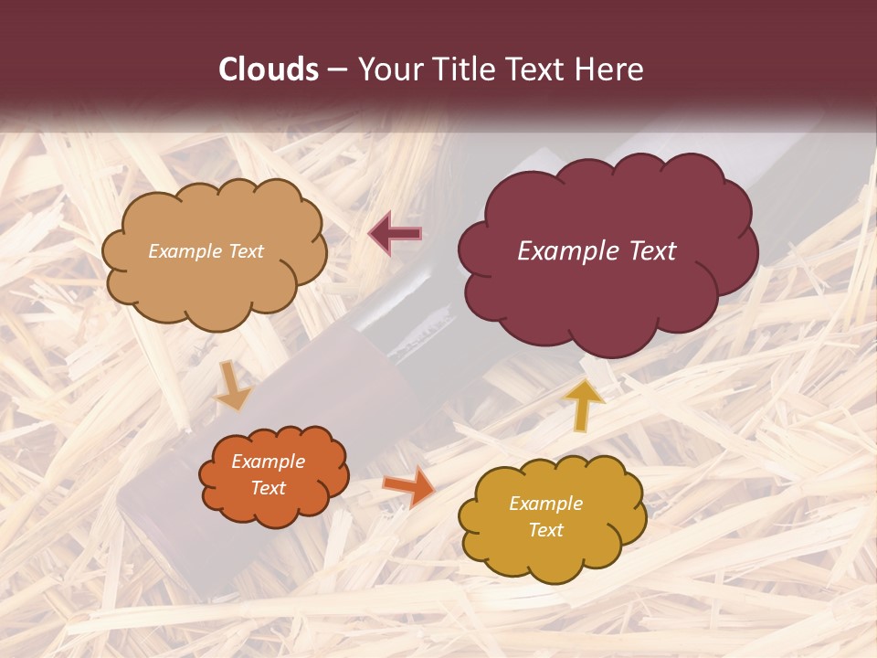 A Bottle Of Wine Sitting On Top Of Straw PowerPoint Template