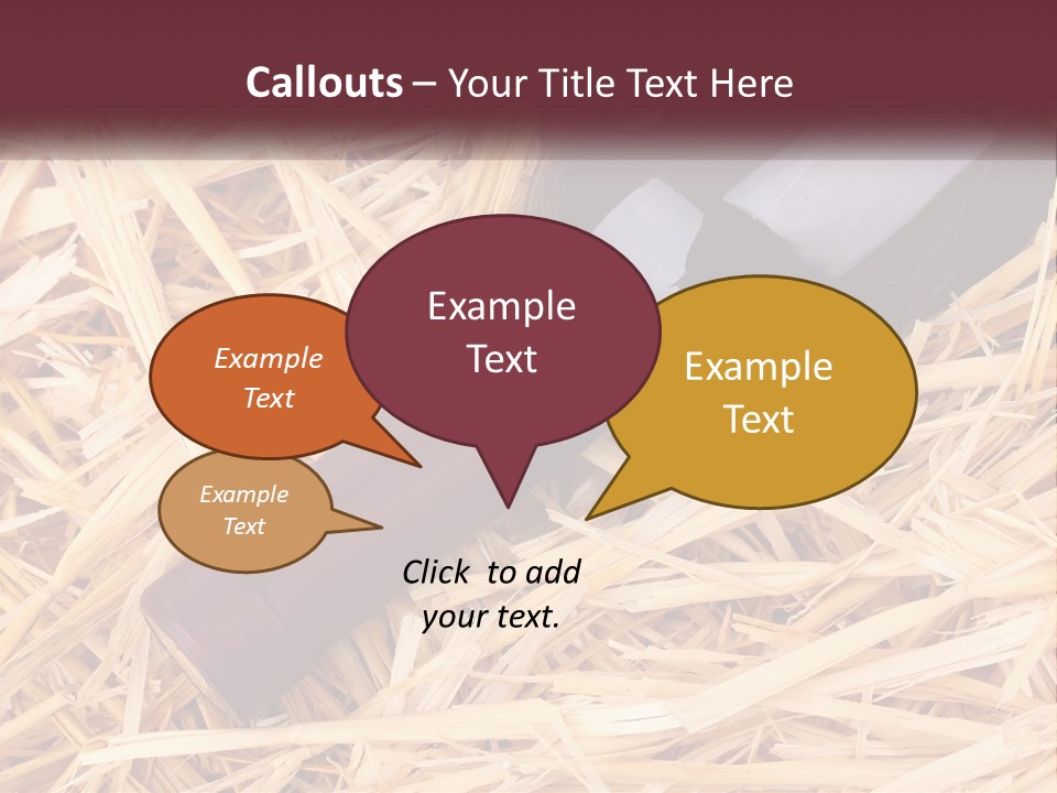 A Bottle Of Wine Sitting On Top Of Straw PowerPoint Template