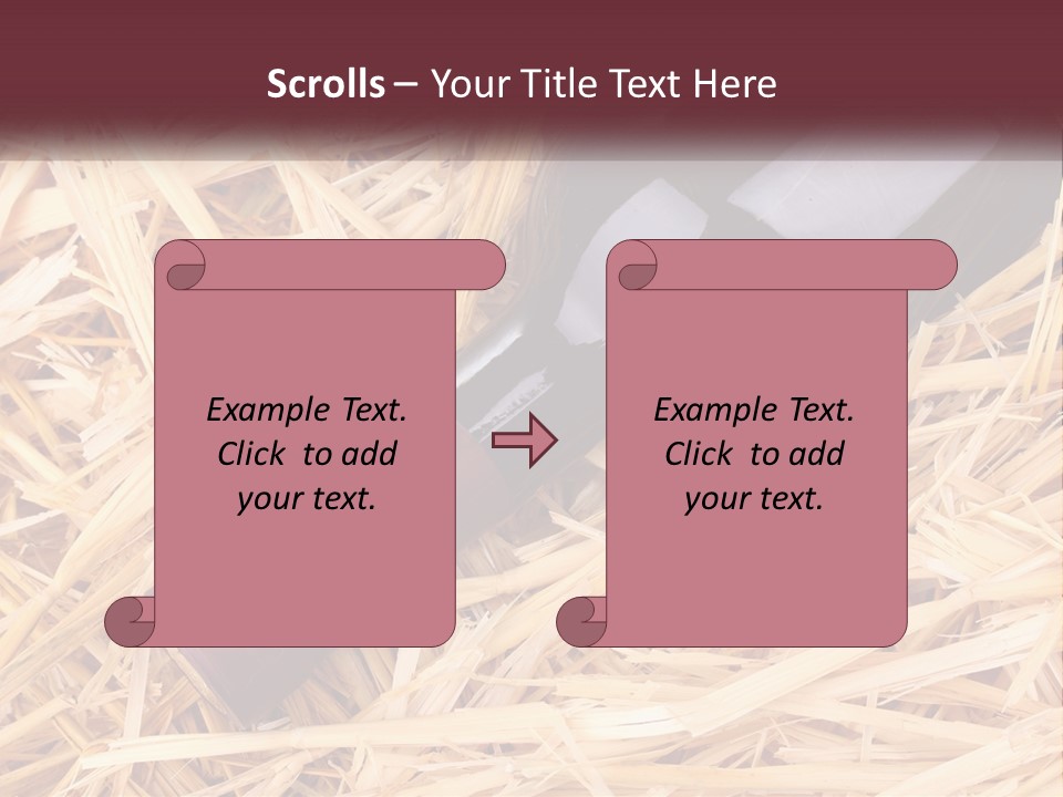 A Bottle Of Wine Sitting On Top Of Straw PowerPoint Template