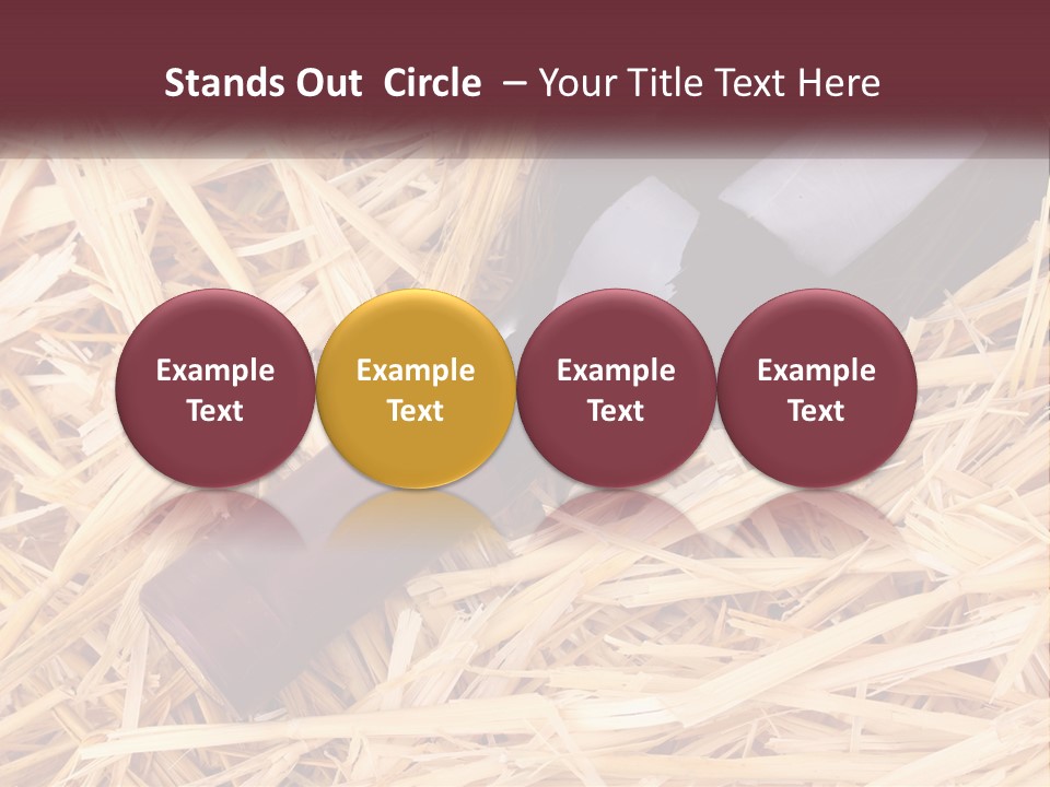 A Bottle Of Wine Sitting On Top Of Straw PowerPoint Template