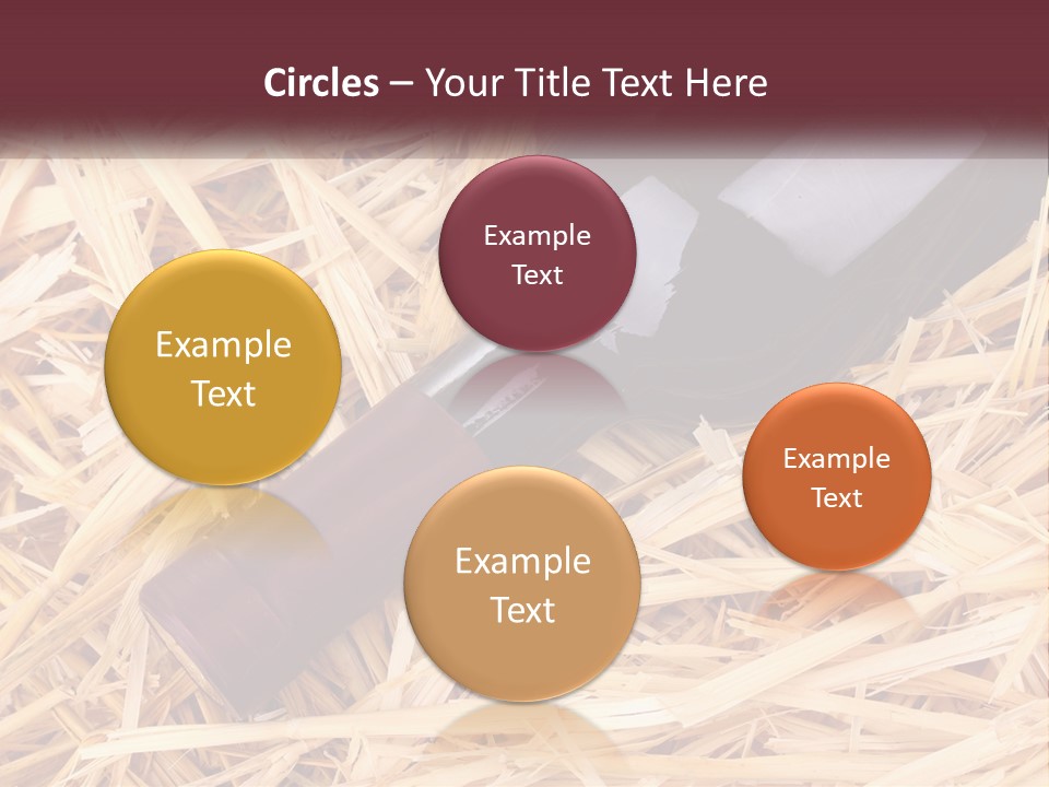 A Bottle Of Wine Sitting On Top Of Straw PowerPoint Template