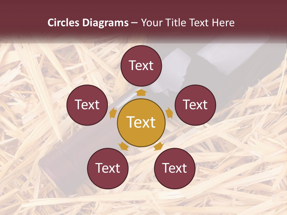 A Bottle Of Wine Sitting On Top Of Straw PowerPoint Template