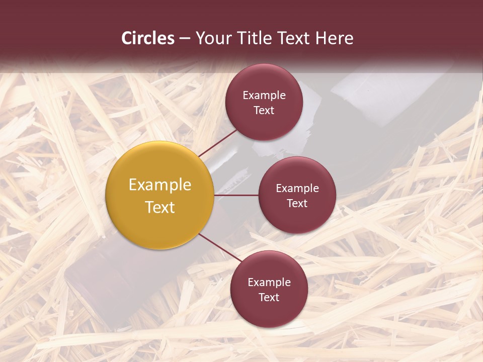 A Bottle Of Wine Sitting On Top Of Straw PowerPoint Template