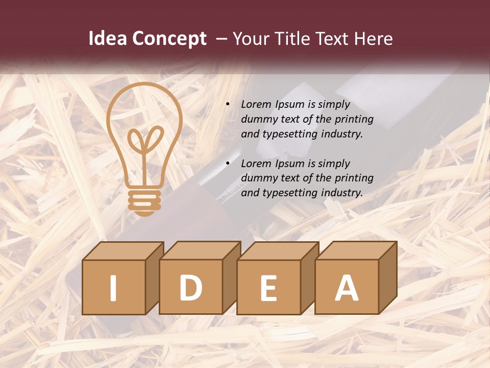 A Bottle Of Wine Sitting On Top Of Straw PowerPoint Template