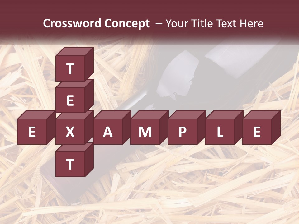 A Bottle Of Wine Sitting On Top Of Straw PowerPoint Template