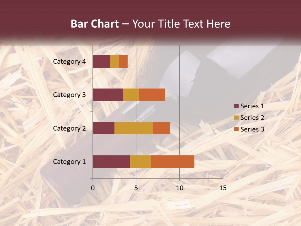 A Bottle Of Wine Sitting On Top Of Straw PowerPoint Template