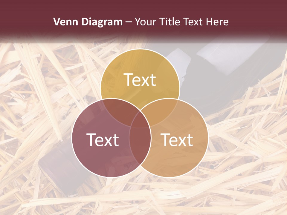A Bottle Of Wine Sitting On Top Of Straw PowerPoint Template