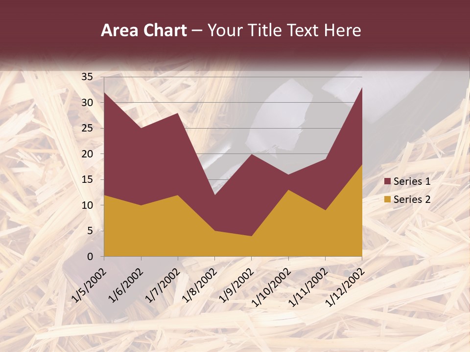 A Bottle Of Wine Sitting On Top Of Straw PowerPoint Template