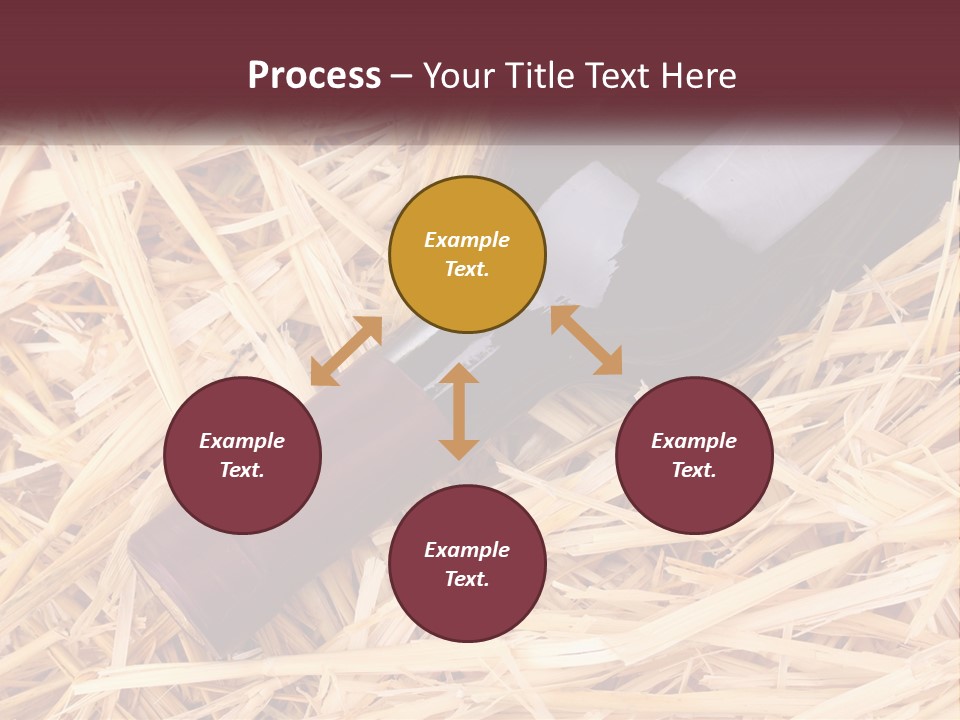 A Bottle Of Wine Sitting On Top Of Straw PowerPoint Template