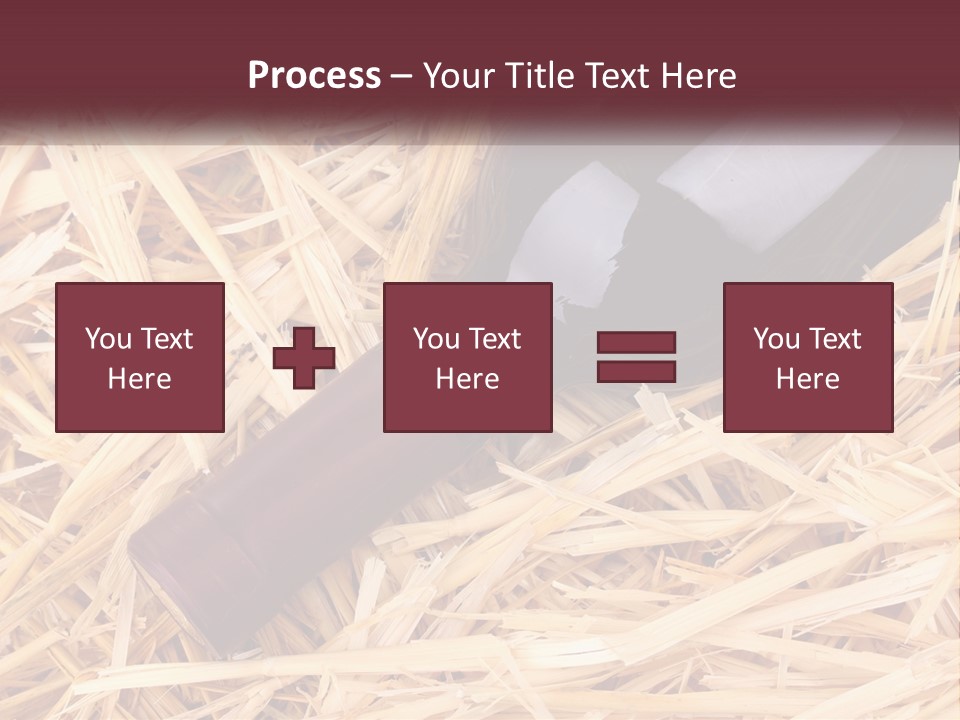 A Bottle Of Wine Sitting On Top Of Straw PowerPoint Template