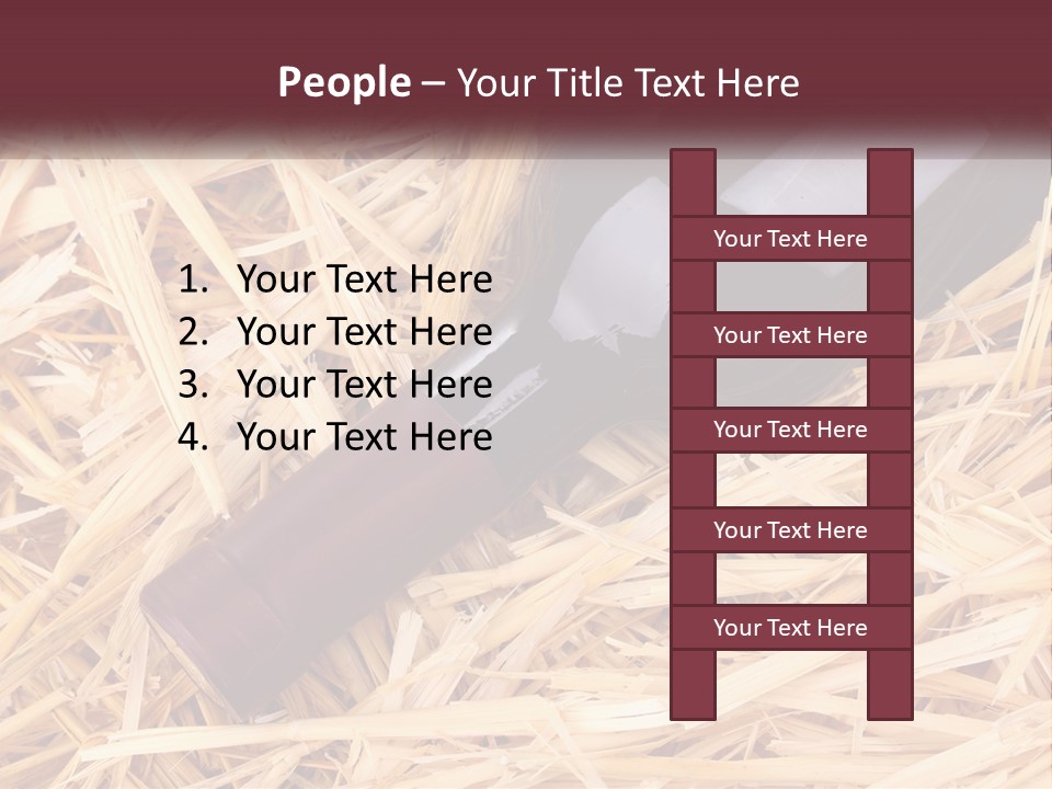 A Bottle Of Wine Sitting On Top Of Straw PowerPoint Template