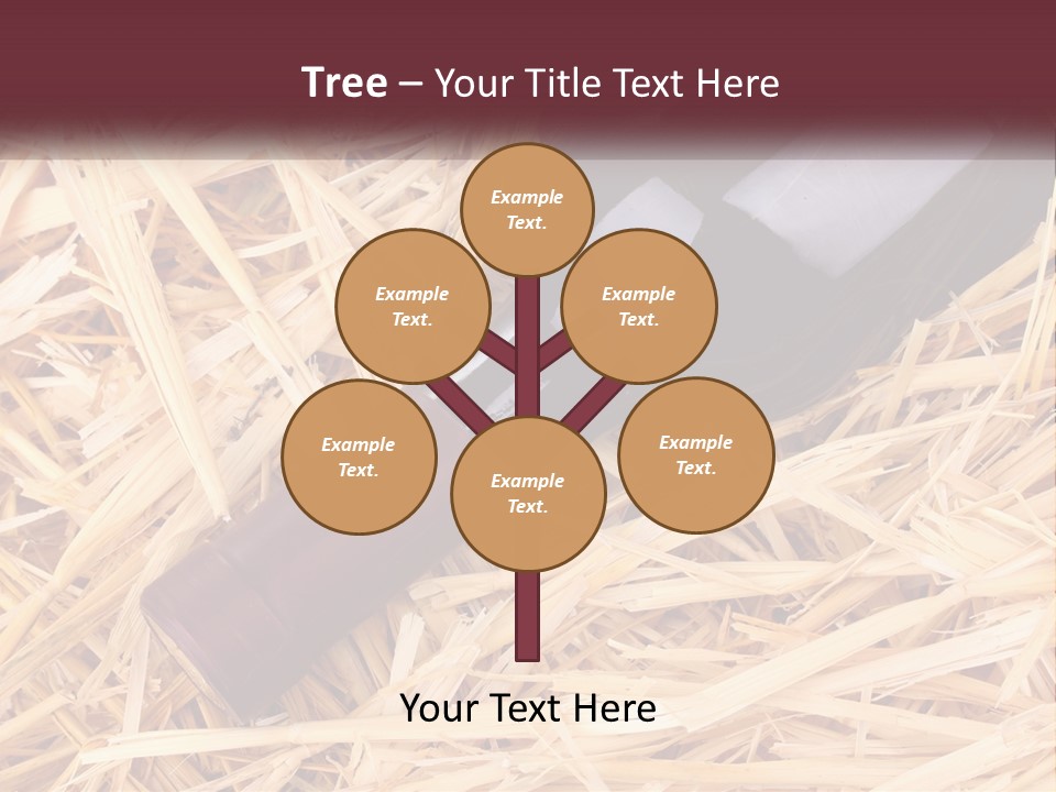 A Bottle Of Wine Sitting On Top Of Straw PowerPoint Template