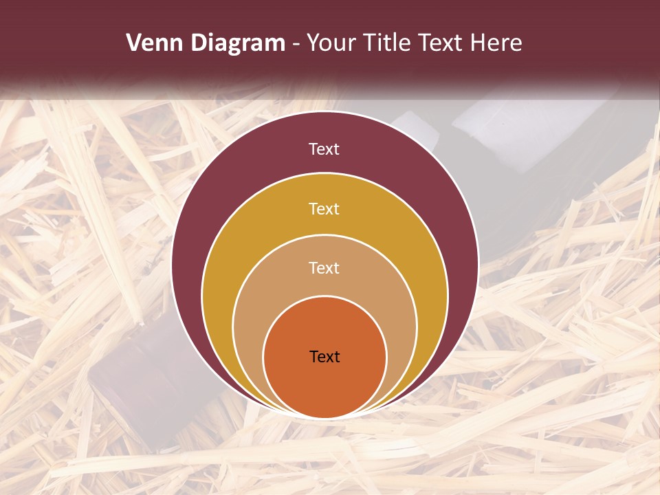 A Bottle Of Wine Sitting On Top Of Straw PowerPoint Template