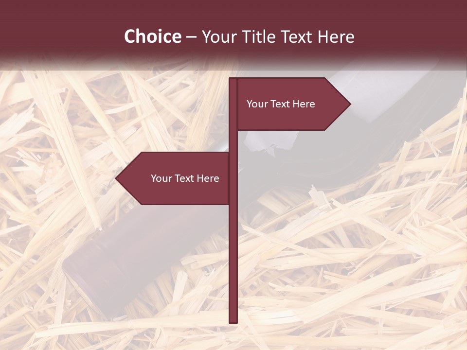 A Bottle Of Wine Sitting On Top Of Straw PowerPoint Template