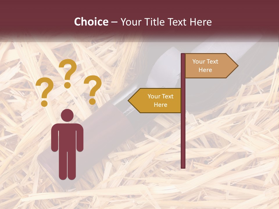 A Bottle Of Wine Sitting On Top Of Straw PowerPoint Template