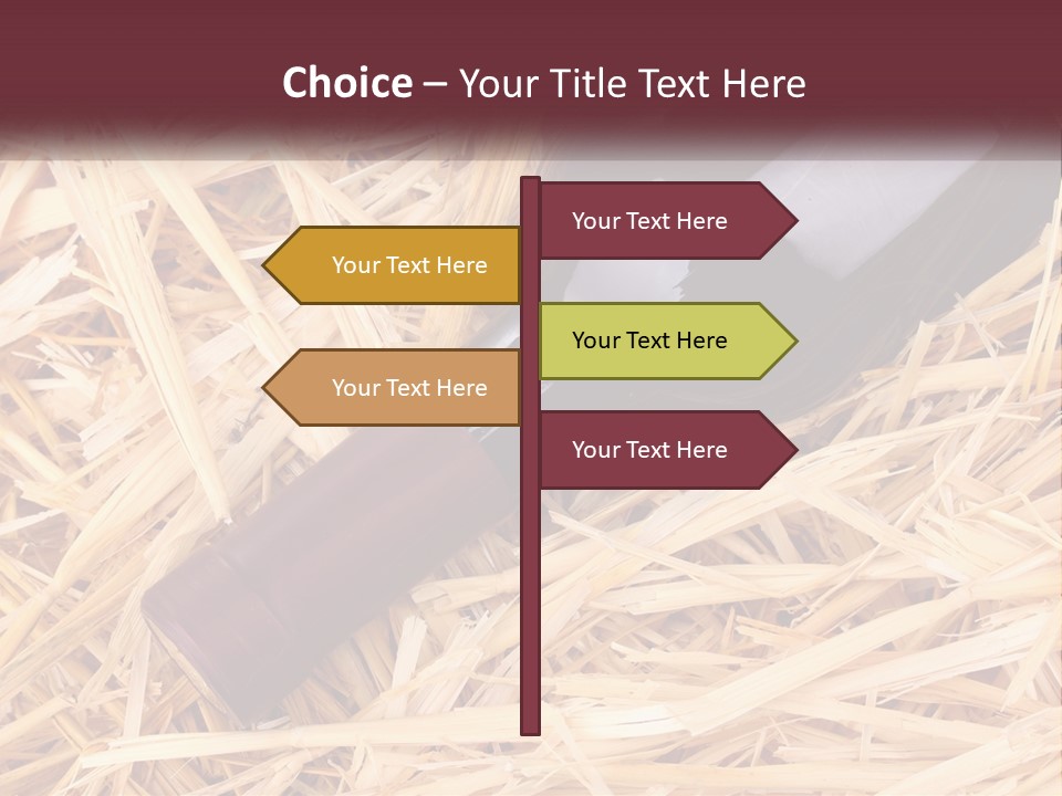 A Bottle Of Wine Sitting On Top Of Straw PowerPoint Template