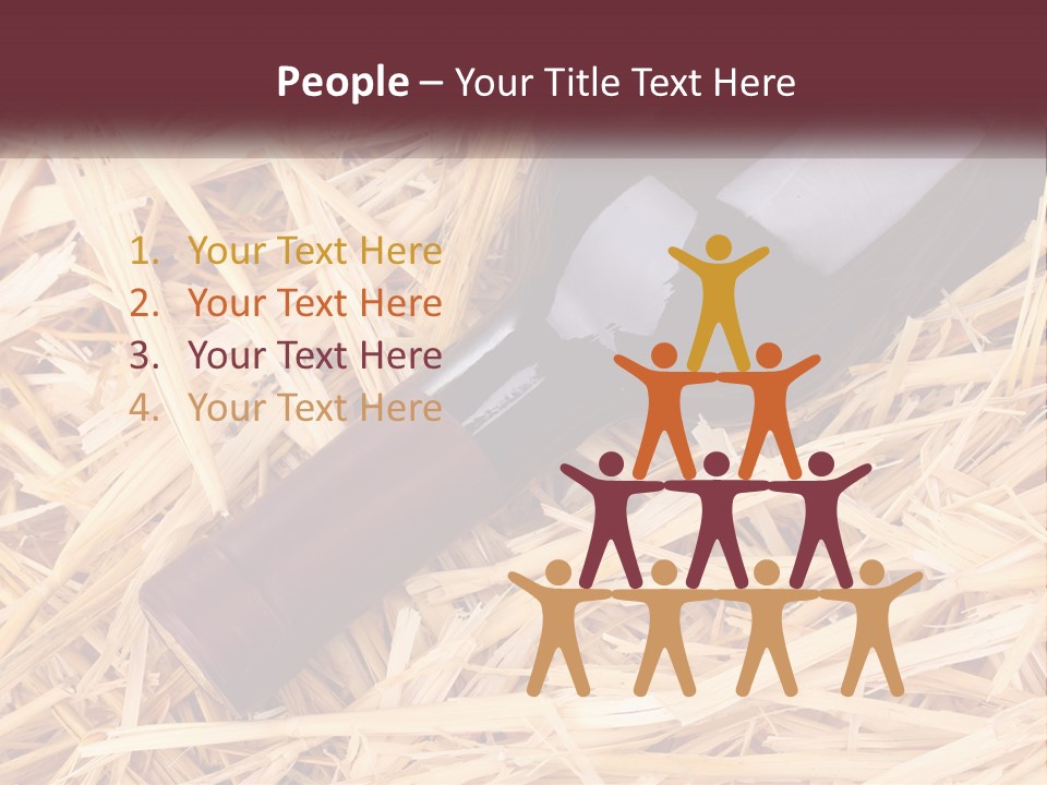 A Bottle Of Wine Sitting On Top Of Straw PowerPoint Template