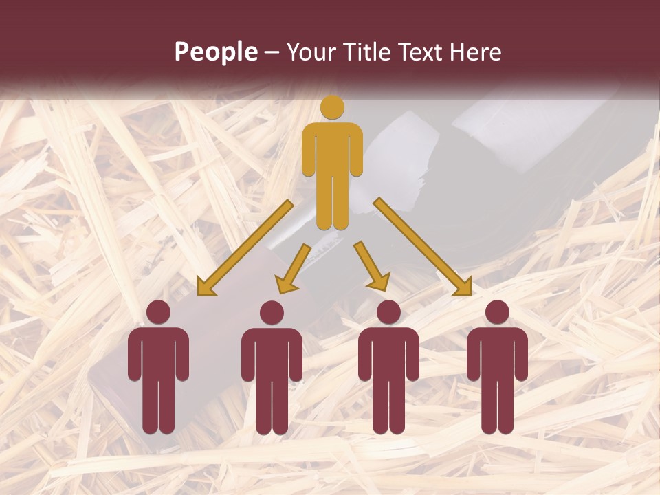 A Bottle Of Wine Sitting On Top Of Straw PowerPoint Template