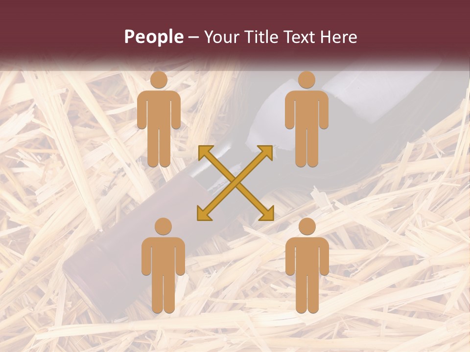 A Bottle Of Wine Sitting On Top Of Straw PowerPoint Template
