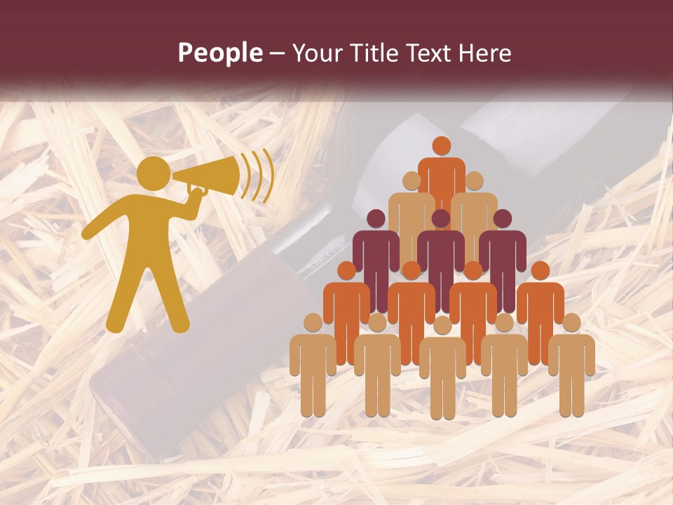 A Bottle Of Wine Sitting On Top Of Straw PowerPoint Template