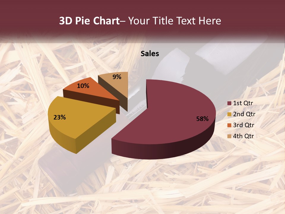 A Bottle Of Wine Sitting On Top Of Straw PowerPoint Template