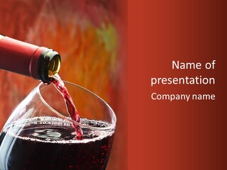 A Bottle Of Wine Being Poured Into A Glass PowerPoint Template