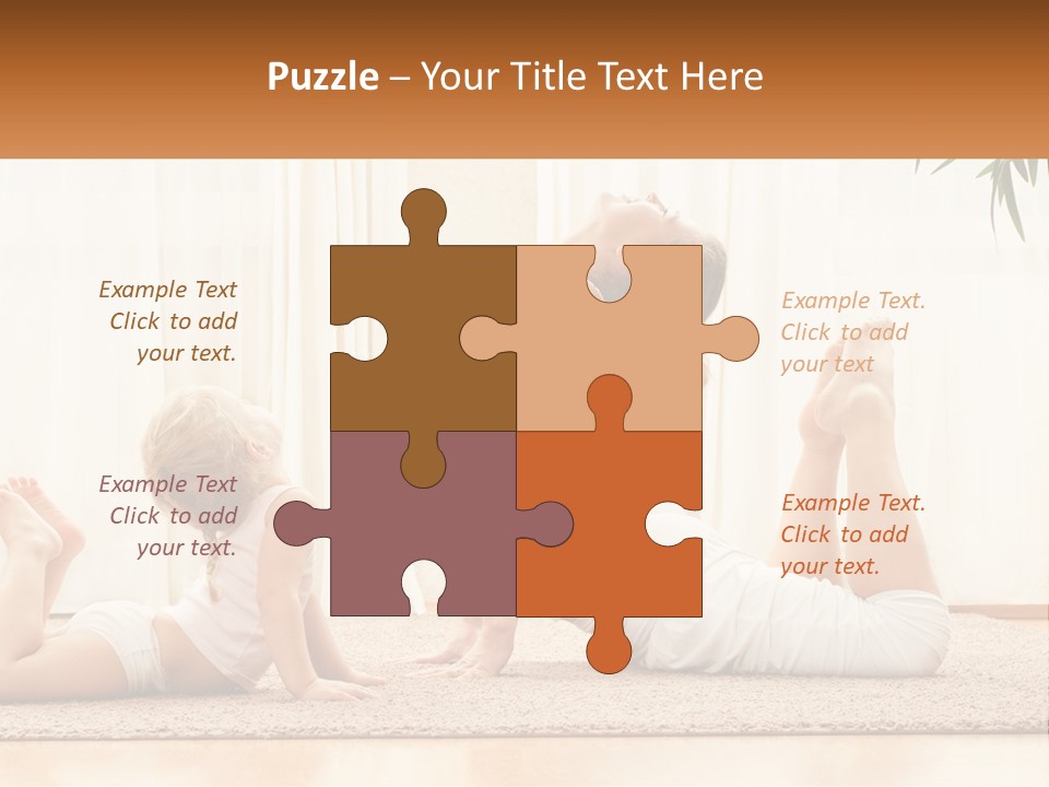 A Woman And A Child Are Doing Yoga PowerPoint Template