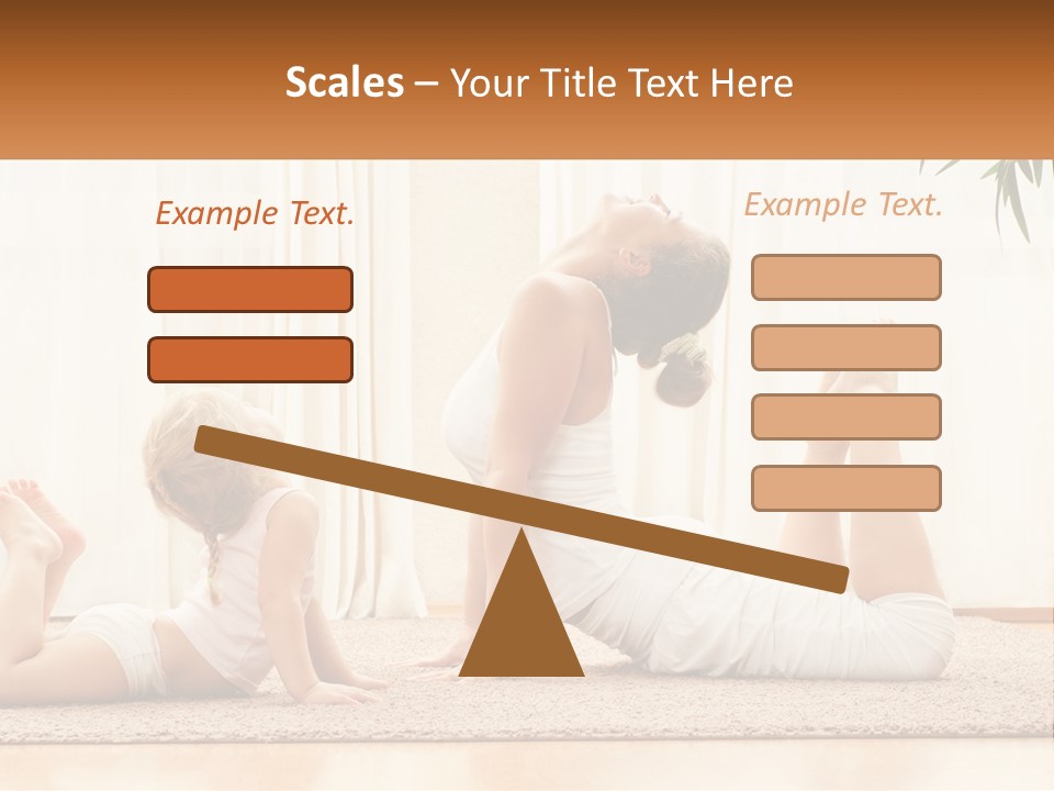 A Woman And A Child Are Doing Yoga PowerPoint Template