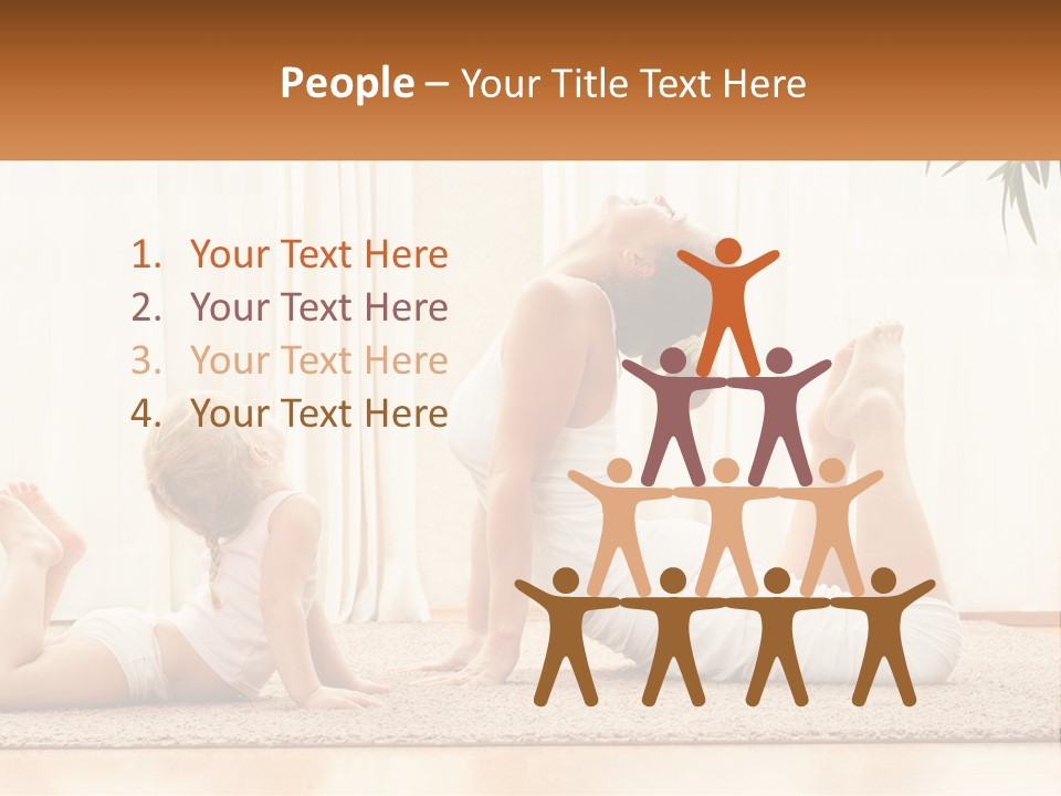 A Woman And A Child Are Doing Yoga PowerPoint Template