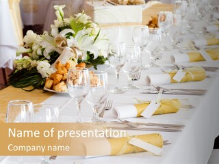 A Table Set Up For A Formal Event PowerPoint Template