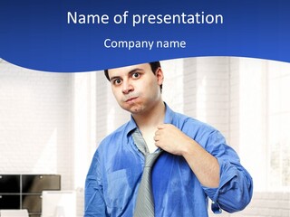 A Man In A Blue Shirt And Tie PowerPoint Template