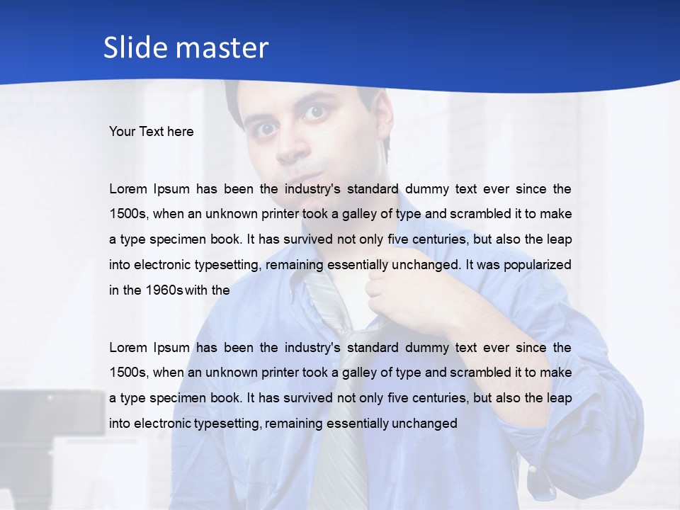 A Man In A Blue Shirt And Tie PowerPoint Template
