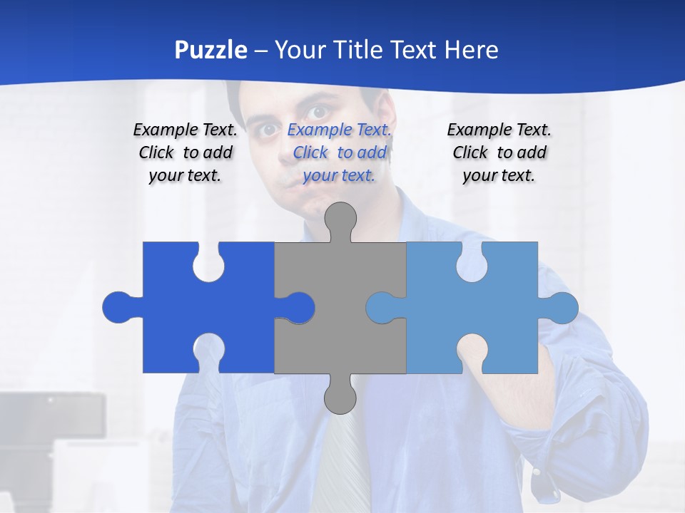 A Man In A Blue Shirt And Tie PowerPoint Template