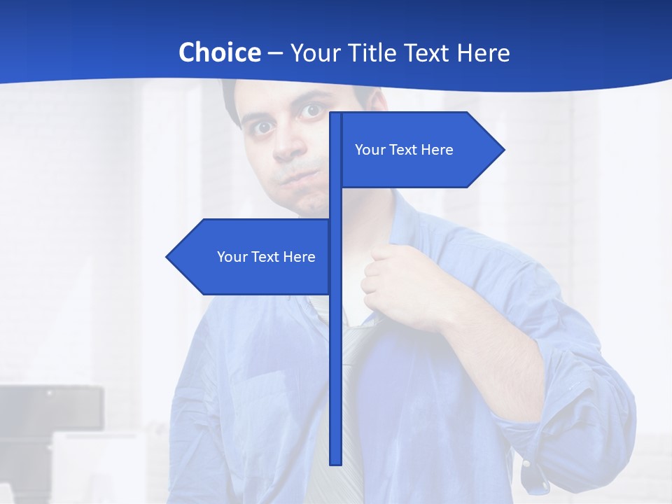 A Man In A Blue Shirt And Tie PowerPoint Template