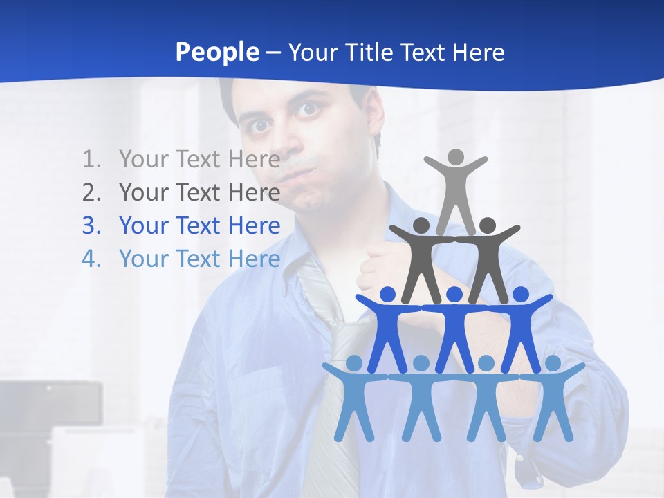 A Man In A Blue Shirt And Tie PowerPoint Template