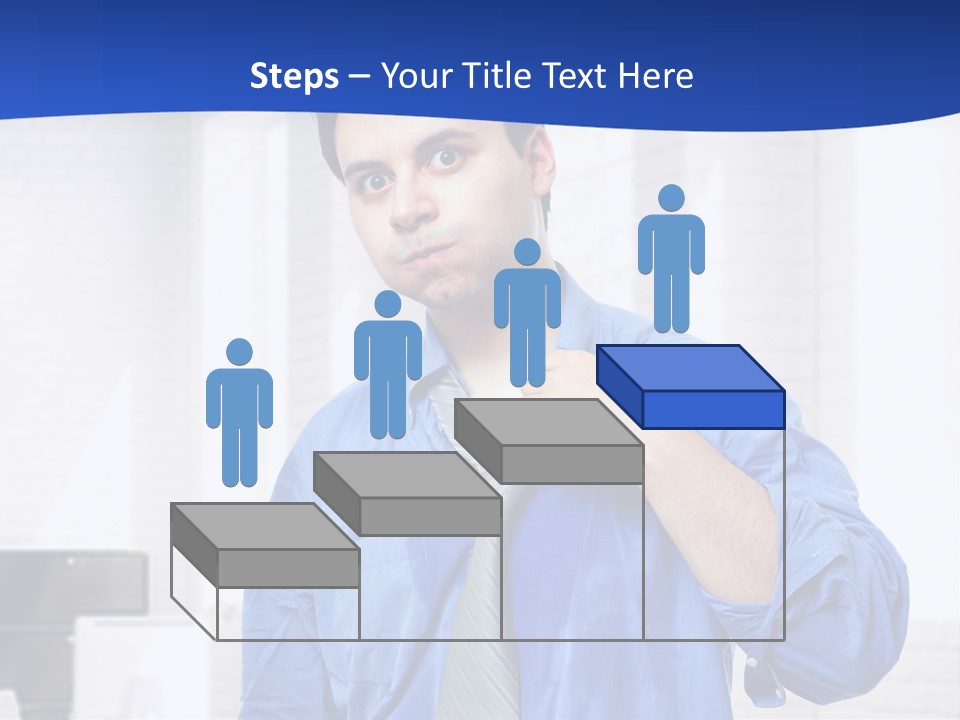 A Man In A Blue Shirt And Tie PowerPoint Template