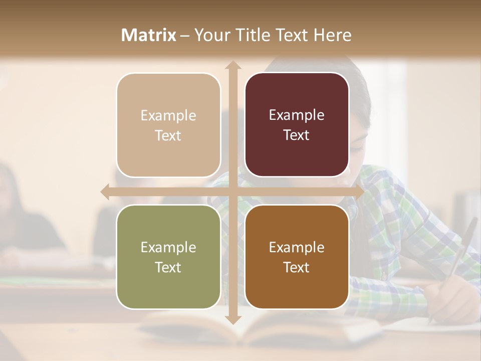 A Young Girl Sitting At A Desk With A Book In Front Of Her PowerPoint Template