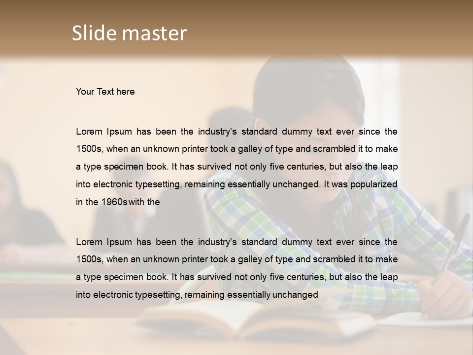 A Young Girl Sitting At A Desk With A Book In Front Of Her PowerPoint Template