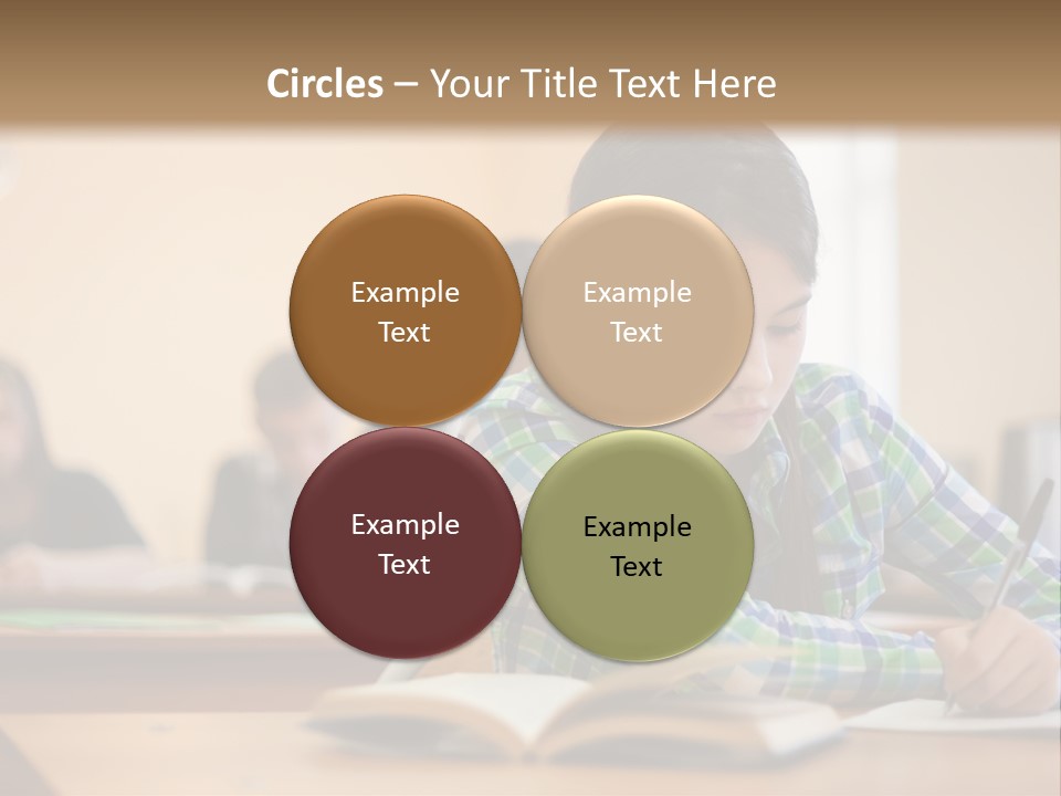 A Young Girl Sitting At A Desk With A Book In Front Of Her PowerPoint Template